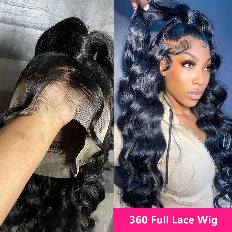 360 Full Lace Wigs 100% Human Hair Pre Plucked Body Wave 13x6 Hd Lace Frontal Wig Brazilian Hair For Black Women 200 Density