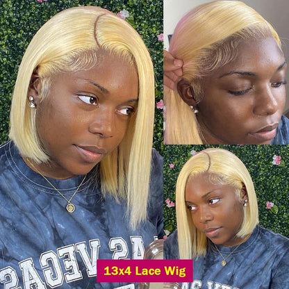 Short Straight Bob Wig Human Hair Wigs Blonde 613 Colored Lace Front Human Hair Wigs 13x4 Lace Frontal Human Hair Wig For Women