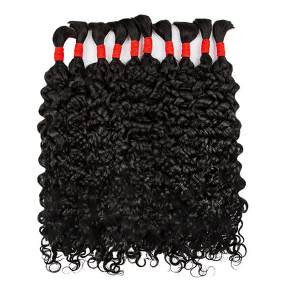Natural Human Braiding Hair 26 28 Inch Deep Water Wave Bulk Human Hair for Boho Braids No Weft 16A Virgin Curly Hair Extensions