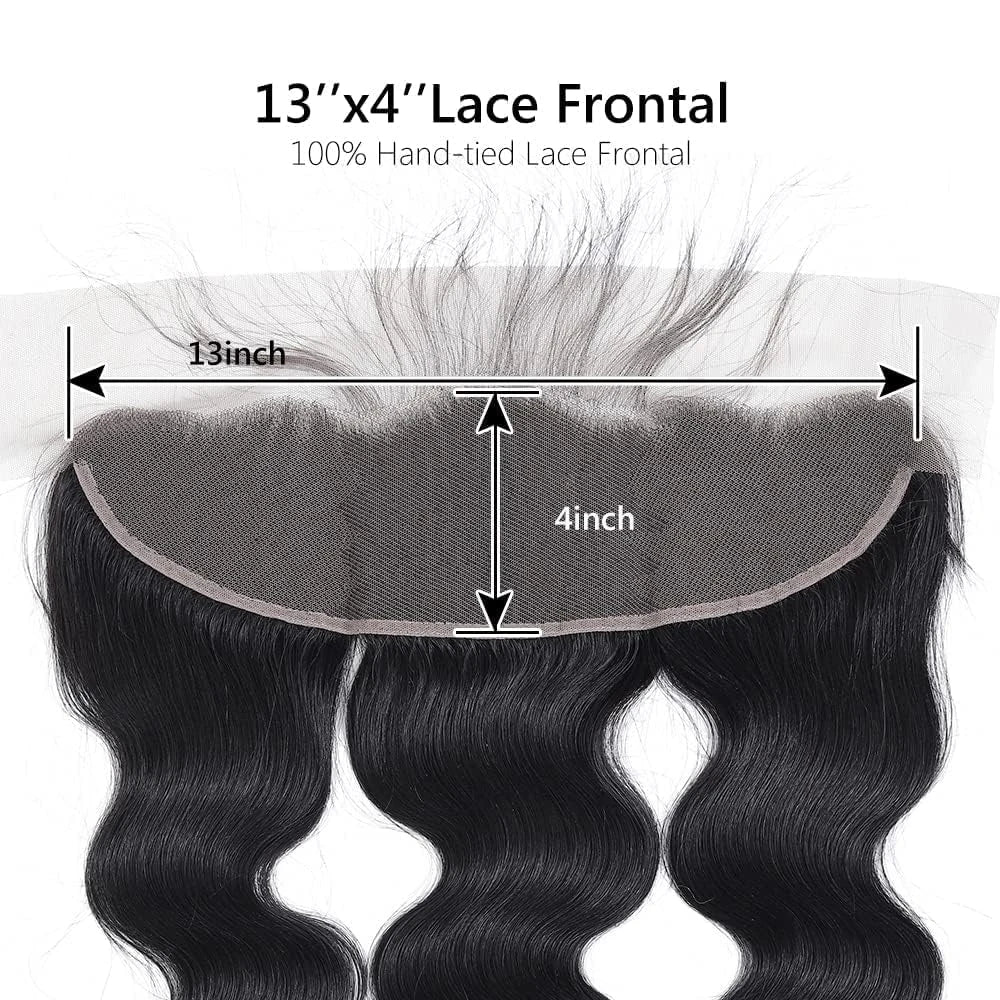 13x4 Lace Frontal Closure Body Wave Frontal Transparent Lace Frontals With 100% virgin Hair 100% Human Hair Natural Color Wigs