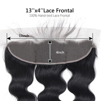 13x4 Lace Frontal Closure Body Wave Frontal Transparent Lace Frontals With 100% virgin Hair 100% Human Hair Natural Color Wigs