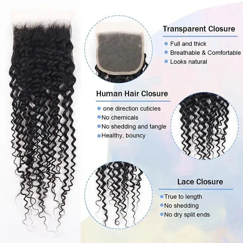 Afro Kinky Curly Closure Human Hair 4x4 Free Part Closure 12-22Inch Natural Color Swiss Lace Closure 100% Human Hair Closure