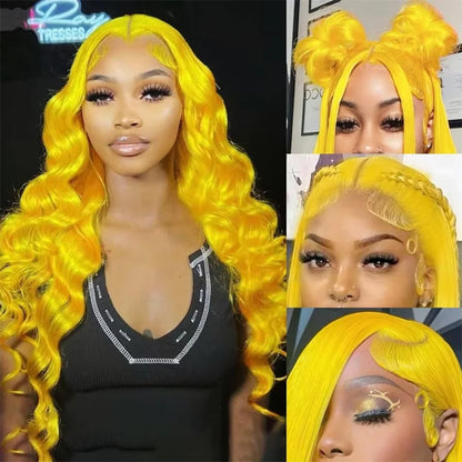 Light Yellow 613 13x6 HD Lace Frontal Wig Human Hair Body Wave Transparent Lace Wig 613 Colored Human Hair Wigs 200% For Women