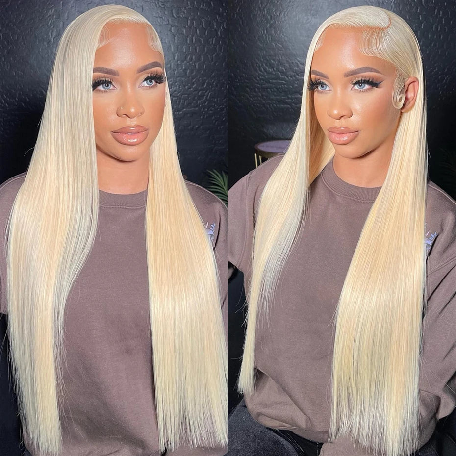 13x6 Purple Lace Front Human Hair Wig Brazilian 613 Blonde Lace Frontal Wig Pre Plucked Long Straight Lavender Colored Lace Wigs