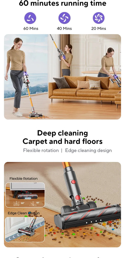 Laresar V7 500W 50KPA Suction Power Cordless Vacuum Cleaner  Handheld smart Home appliance Removable Battery Dust Cup