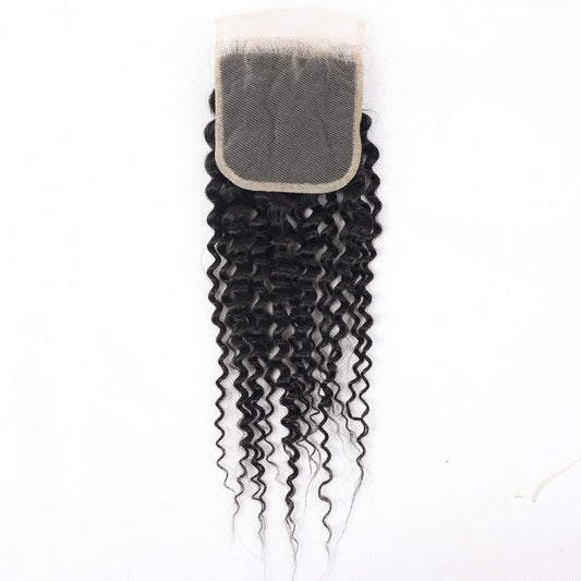 Afro Kinky Curly Closure Human Hair 4x4 Free Part Closure 12-22Inch Natural Color Swiss Lace Closure 100% Human Hair Closure