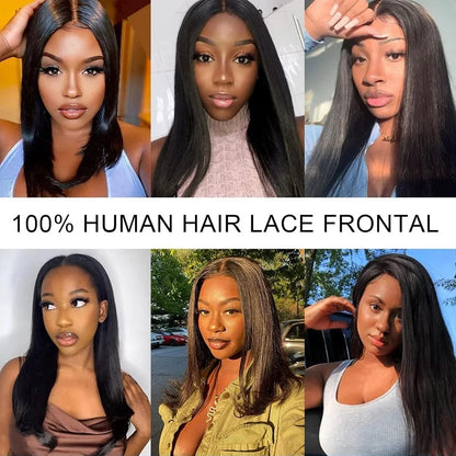 Straight Human Hair Bundles With 13×4 HD Lace Frontal Bundles 100% Human Hair Extensions Brazilian Weave Raw Hair Natural Color