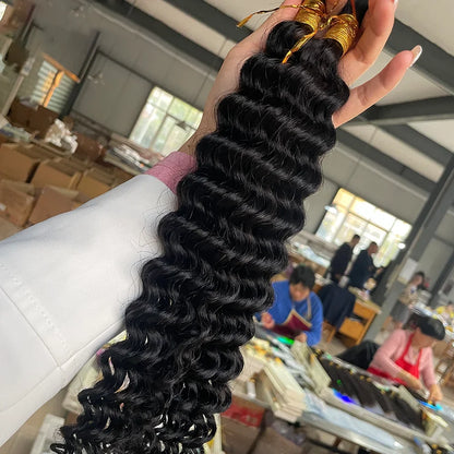 Bulk Human Hair Deep Wave For Braiding Deep Curly No Weft Brazilian Remy Hair Extensions 100 Grams Colored Grey/Ginger/Brown