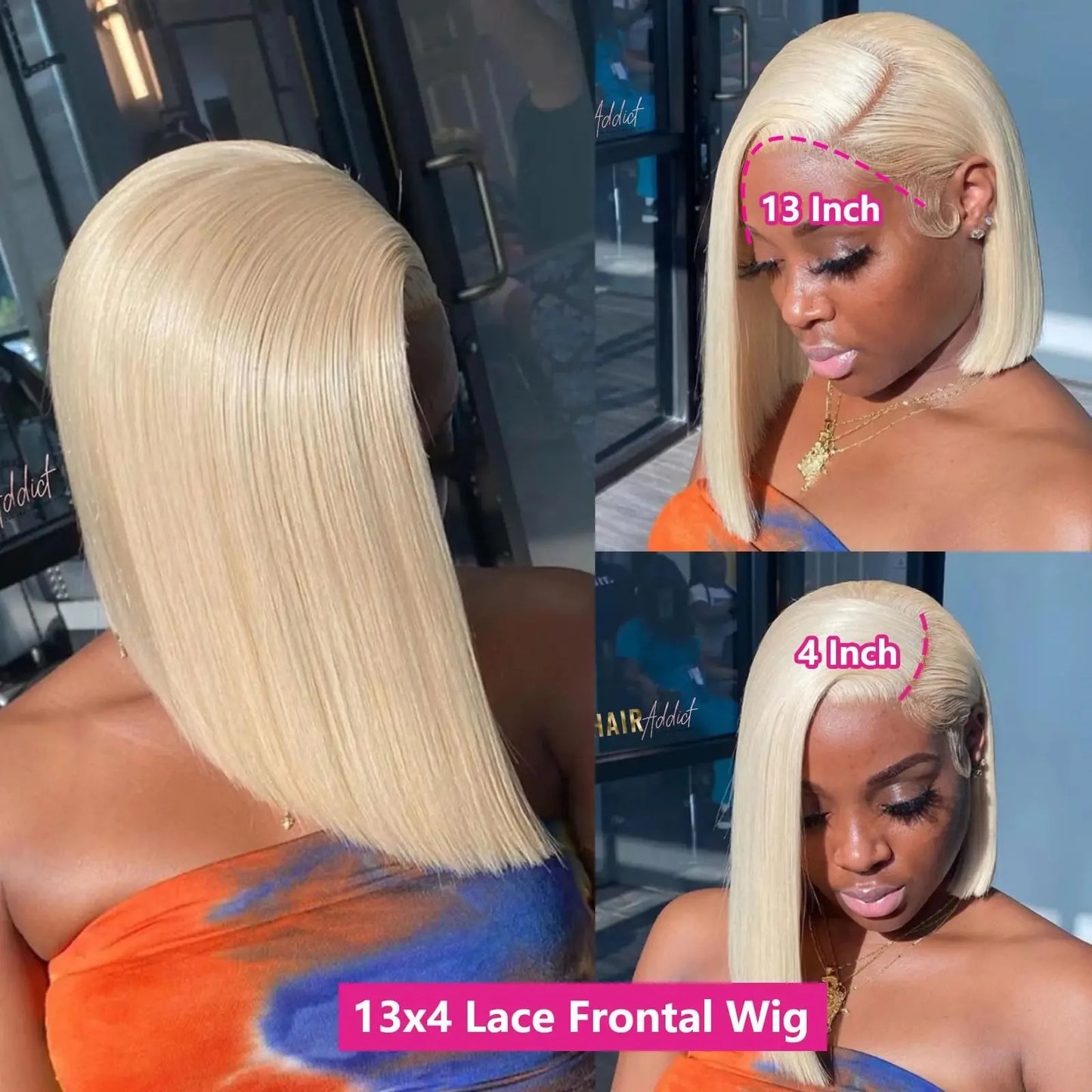 Short Straight Bob Wig Human Hair Wigs Blonde 613 Colored Lace Front Human Hair Wigs 13x4 Lace Frontal Human Hair Wig For Women
