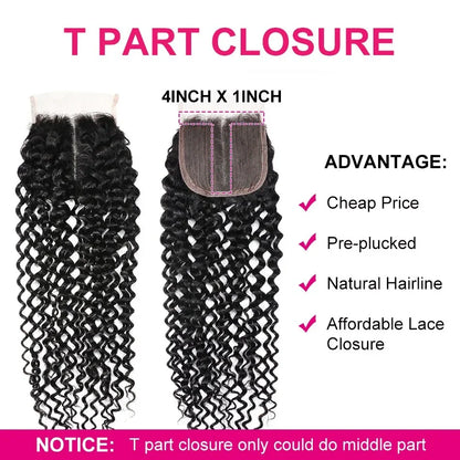 UNice Hair Curly Hair Bundles With 4x4 Closure Natural Color 2/3/4 PCS Human Hair Bundles And Closure Can Make 250% Density Wigs