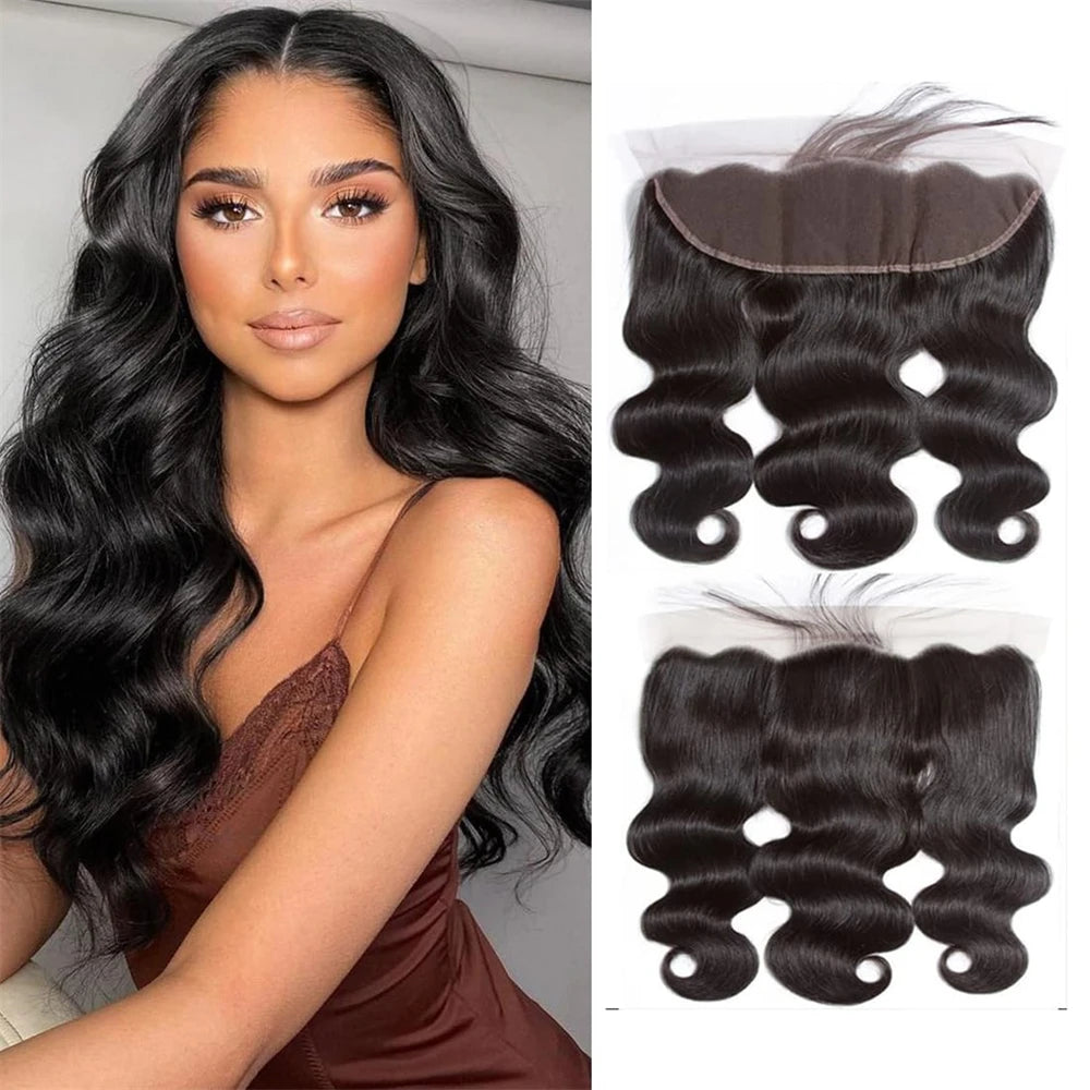 13x4 Lace Frontal Closure Body Wave Frontal Transparent Lace Frontals With 100% virgin Hair 100% Human Hair Natural Color Wigs