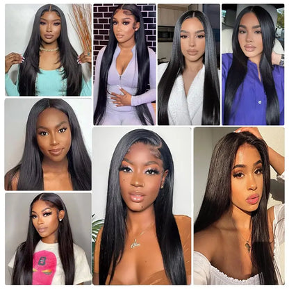 YEORING Straight Human Hair Bundles With 6×6 HD Lace Closure Bundles 100% Human Hair Extensions Brazilian Weave Raw Hair Natural