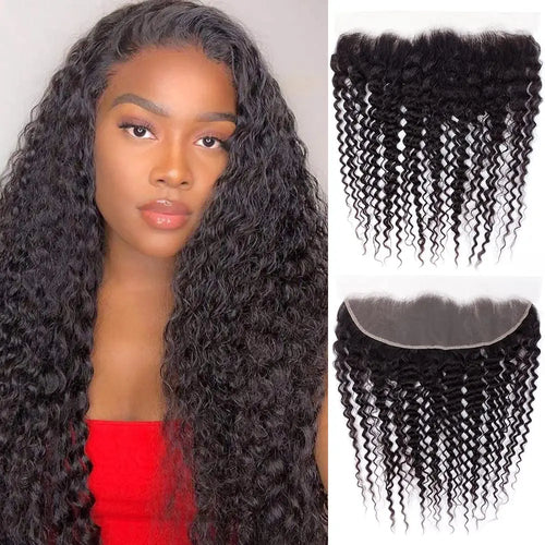 Deep Wave 13x4 Lace Frontal Closure Curly Frontal Transparent Lace Frontals With 100% Virgin Hair 100% Human Hair Natural Color