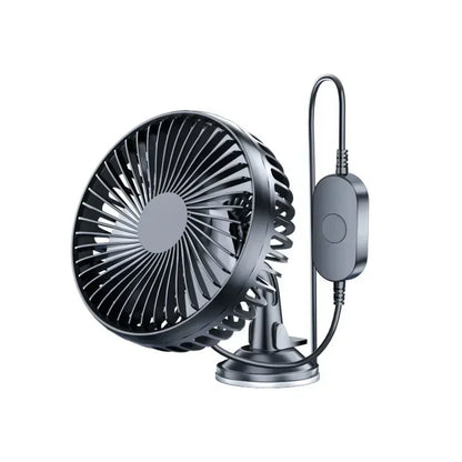 Car Fan 12V-24V Large Wind Three Speed Control Light and Portable Suction Cup Single Head Portable USB  Rechargeable 360 Degree