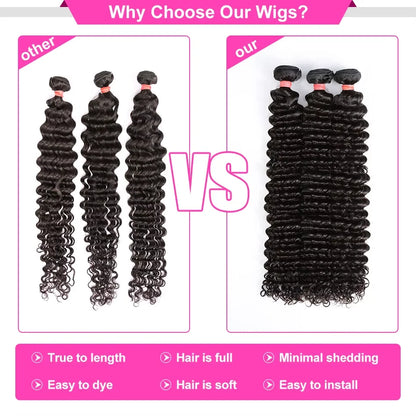 Luvin Burmese Curly Bundles Human Hair 30 34 Inch Deep Wave Raw Hair Bundles 100% Unprocessed Double Weft Hair Extensions Weave