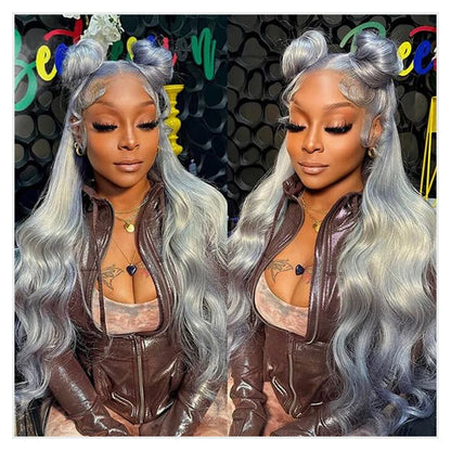 30 40 Inches Silver Grey Body Wave Lace Front Wigs 613 Hd Lace Frontal Wig 13x6 Raw Vietnamese Colored Human Hair Wigs For Women