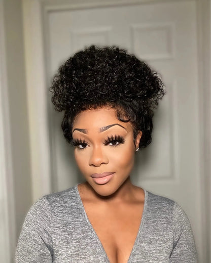 Snwprin 360 HD Full Lace Curly Human Hair Wigs Preplucked 13x6 Lace Frontal Wig Deep Wave Glueless Human Hair Ready To Wear 30In