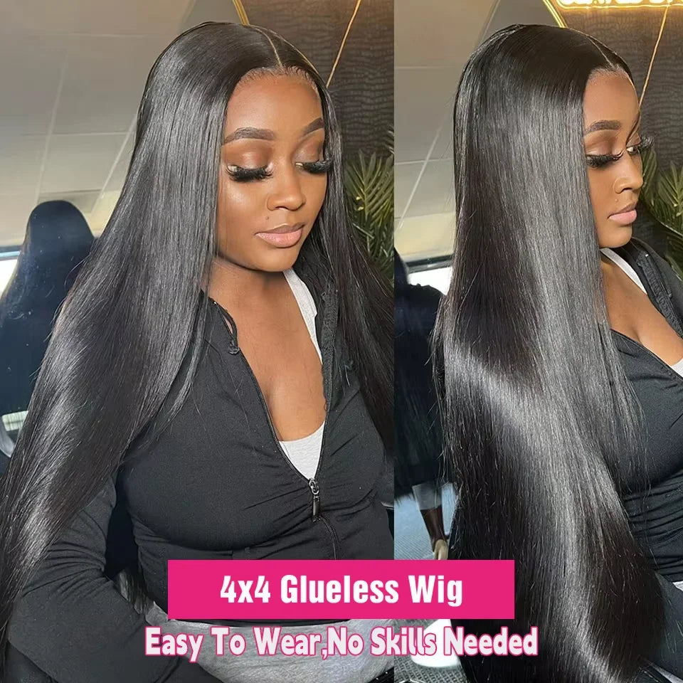 Glueless Wigs Human Hair Ready To Wear Bone Straight Lace Front Wigs Human Hair 4x4 5x5 Pre Cut Hd Lace Closure Wigs For Women