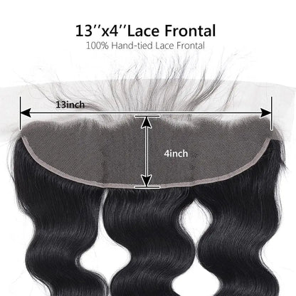 13x4 Lace Frontal Closure Body Wave Frontal Transparent Lace Frontals With 100% virgin Hair 100% Human Hair Natural Color Wigs