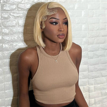 Bob Wig Human Hair 13x4 13x6 Lace Front Wig Pre Plucked 613 Blonde Color Human Hair Wigs Transparent Lace Frontal Wigs For Women