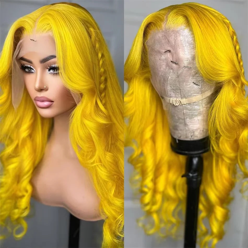 Light Yellow 613 13x6 HD Lace Frontal Wig Human Hair Body Wave Transparent Lace Wig 613 Colored Human Hair Wigs 200% For Women