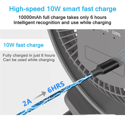 USB Charging Home Room Table Wireless Electric Fan 10000mAh Battery Outdoor Travel Portable Clip Ceiling Fan 4 Speed Adjusted