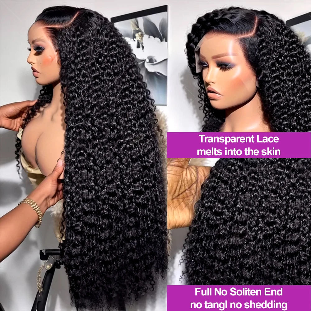 Transparent 250% Density Water Culry 360 Full Lace Frontal Wig Human Hair 40Inch Deep Wave 13x4 13x6 Hd Lace Front Wig For Women