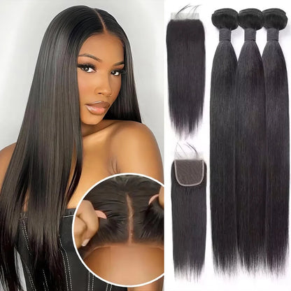YEORING Store Straight Human Hair 4×4 Lace Skin Melt Transparent Closure Lace Swiss Closure 100% Human Hair Remy Brazilian Hairs