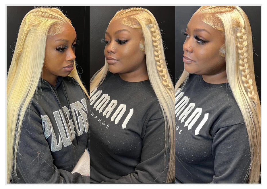 13x4 13x6 360 HD Transparent 613 Honey Blonde Color Lace Front Human Hair Wigs for Women Raw Brazilian Straight Lace Frontal Wig