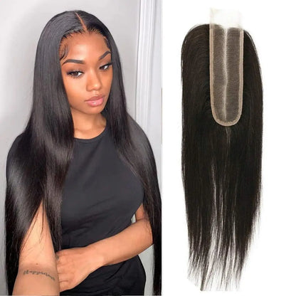Straight Human Hair 2×6 Lace Skin Melt Transparent Closure Lace Swiss Closure 100%Human Hair Remy Brazilian Hairs Natural Color