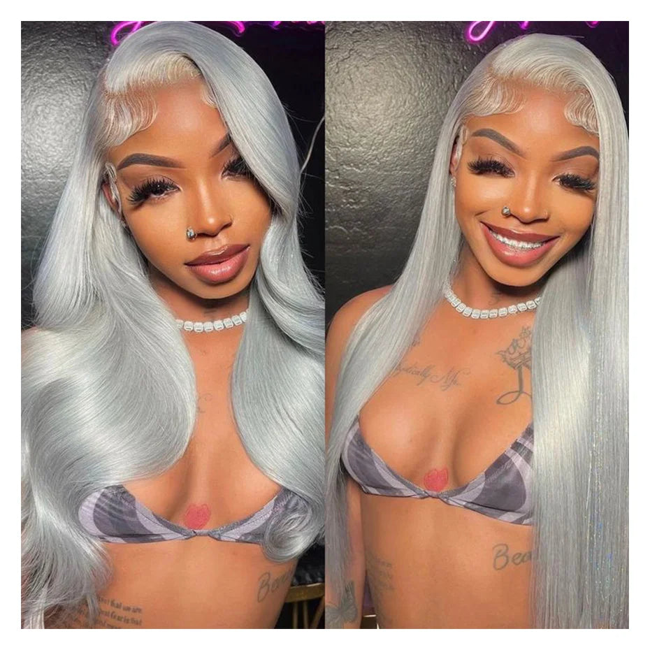 30 40 Inches Silver Grey Body Wave Lace Front Wigs 613 Hd Lace Frontal Wig 13x6 Raw Vietnamese Colored Human Hair Wigs For Women