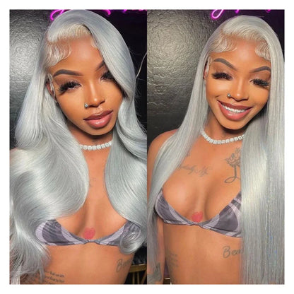 30 40 Inches Silver Grey Body Wave Lace Front Wigs 613 Hd Lace Frontal Wig 13x6 Raw Vietnamese Colored Human Hair Wigs For Women