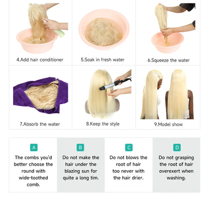 13x4 13x6 360 HD Transparent 613 Honey Blonde Color Lace Front Human Hair Wigs for Women Raw Brazilian Straight Lace Frontal Wig