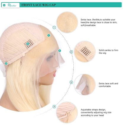 13x4 13x6 360 HD Transparent 613 Honey Blonde Color Lace Front Human Hair Wigs for Women Raw Brazilian Straight Lace Frontal Wig