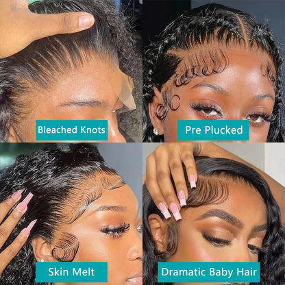 Brazilian Curly Lace Front Wig Short Bob Frontal Wigs Deep Wave 13x4 HD Lace Front Human Hair Wigs Pre Plucked With Baby Hair