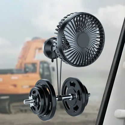 Car Fan 12V-24V Large Wind Three Speed Control Light and Portable Suction Cup Single Head Portable USB  Rechargeable 360 Degree
