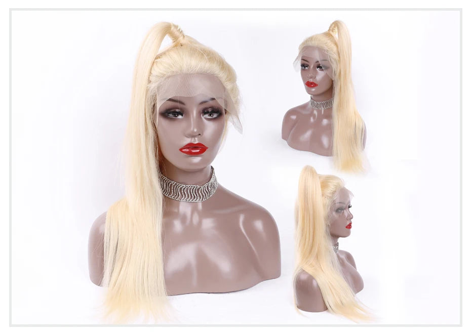 13x4 13x6 360 HD Transparent 613 Honey Blonde Color Lace Front Human Hair Wigs for Women Raw Brazilian Straight Lace Frontal Wig