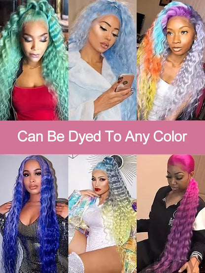 Deep Wave 13x6 HD Lace Frontal Human Hair Wig 30 40 Inch Curly 613 Honey Blonde Water Wave 13x4 Lace Front Wigs For Women 250%